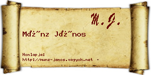 Münz János névjegykártya